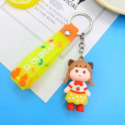 PVC Girl Keychain Silicone Cute Cartoon Character with Strap 5