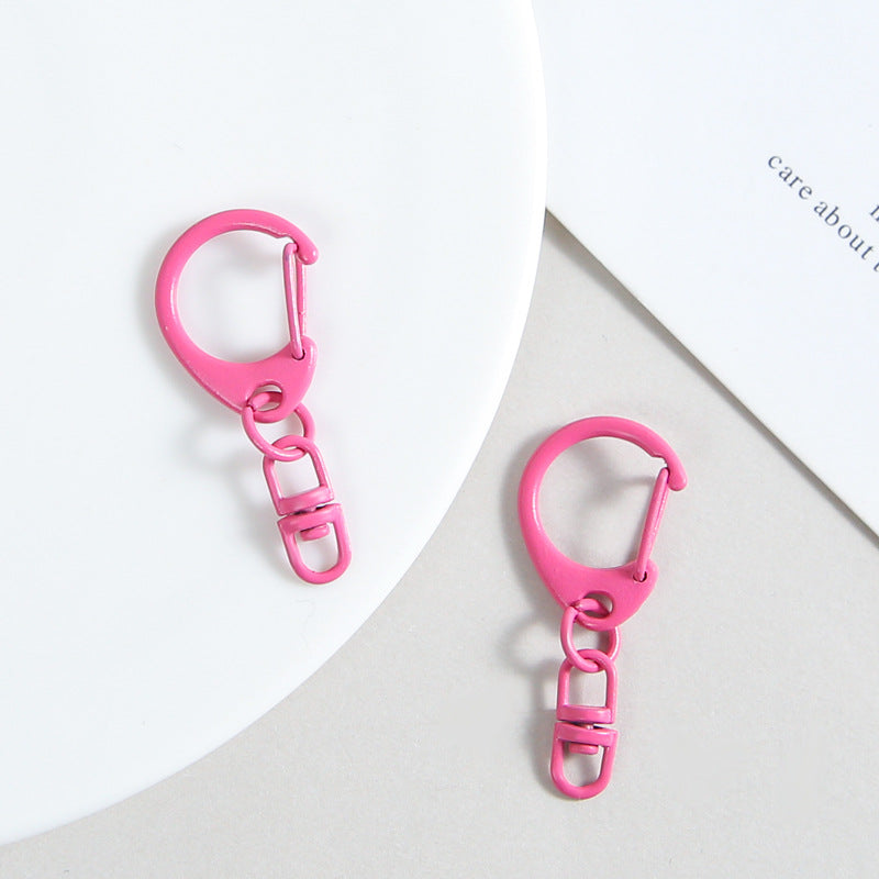 Zinc Alloy D Shaped Colorful Buckle Keychain Clasps 20pcs 38mm 16