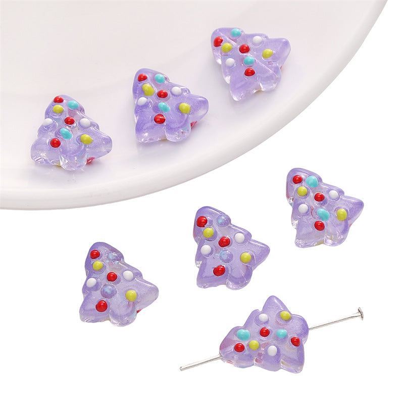 Christmas Tree Transparent Glass Beads 15x16mm Colorful Ornaments 10pcs 6