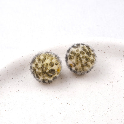 Flocking Leopard Acrylic Round Beads 15mm Colorful Mixed 20pcs 10