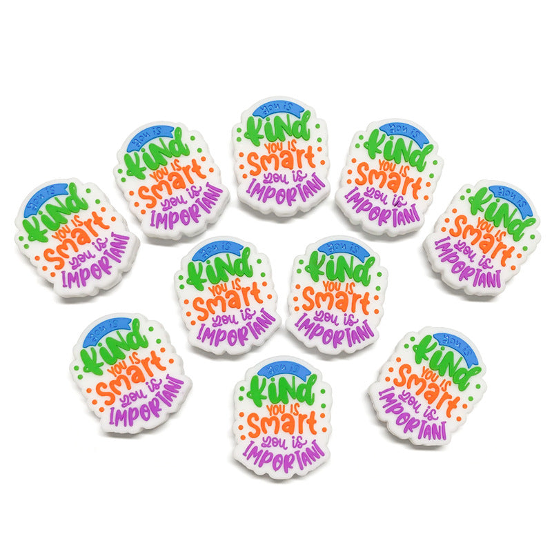 Silicone Focal Beads English Affirmation Cloud Shape 20pcs 5