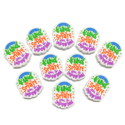 Silicone Focal Beads English Affirmation Cloud Shape 20pcs 5