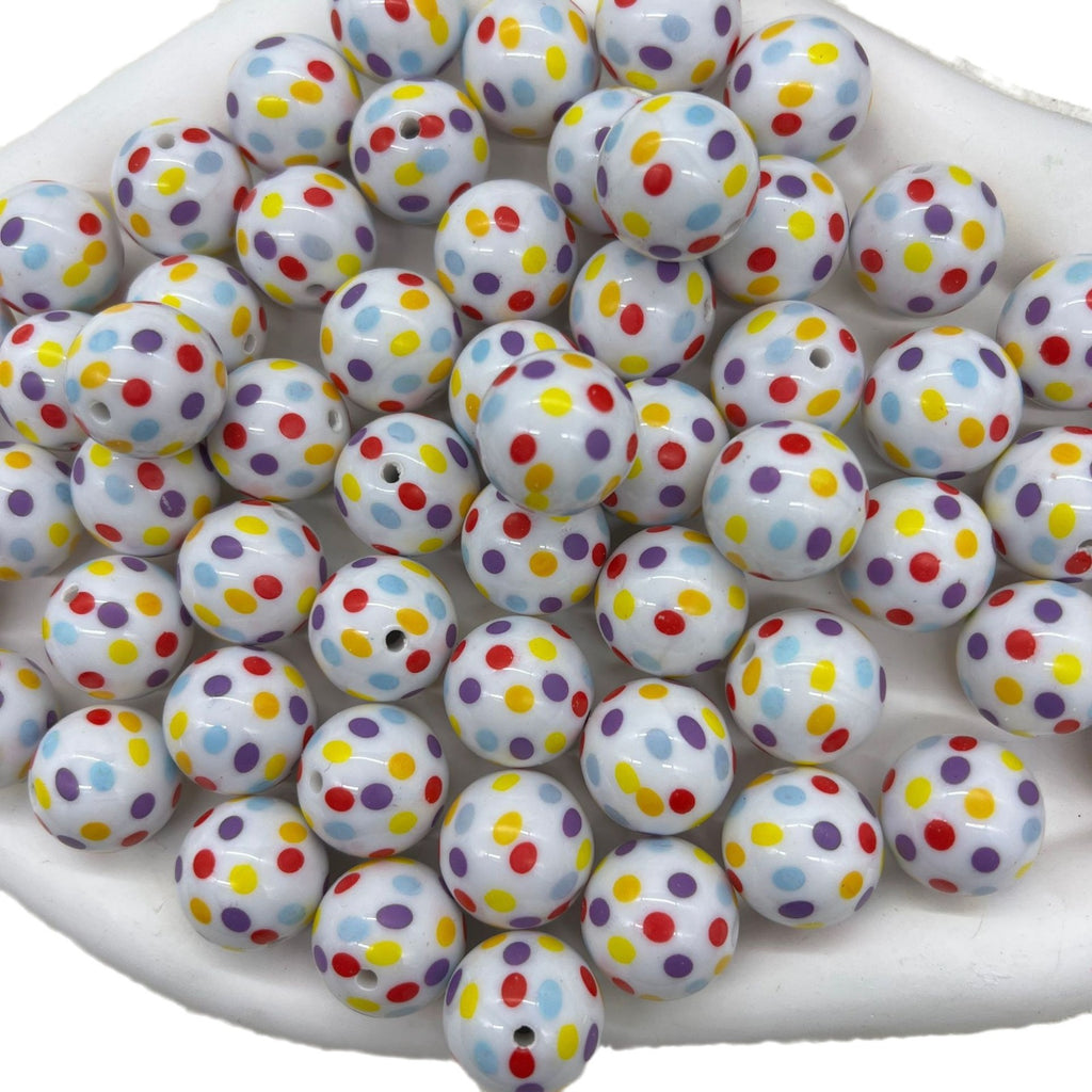 Printed Bubblegum Beads 20mm Pastel Purple Snowflake Pattern 10pcs 5