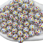 Printed Bubblegum Beads 20mm Pastel Purple Snowflake Pattern 10pcs 5