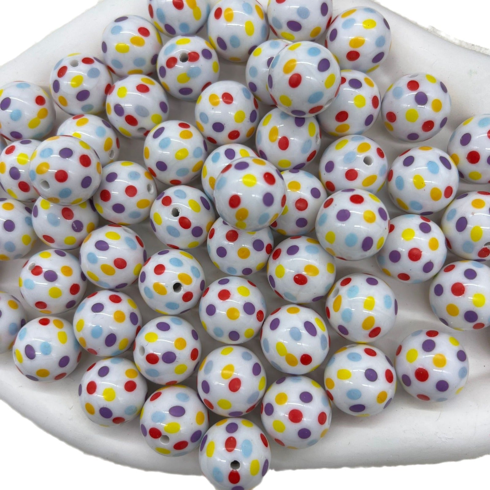 Printed Bubblegum Beads 20mm Pastel Purple Snowflake Pattern 10pcs 5