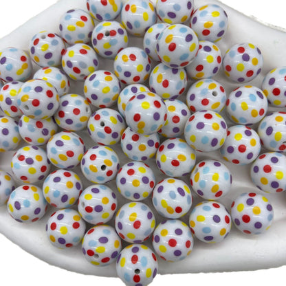 Printed Bubblegum Beads 20mm Pastel Purple Snowflake Pattern 10pcs 5