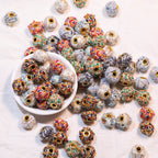 Fabric Thread Woven Spacer Beads 15mm Colorful 100pcs