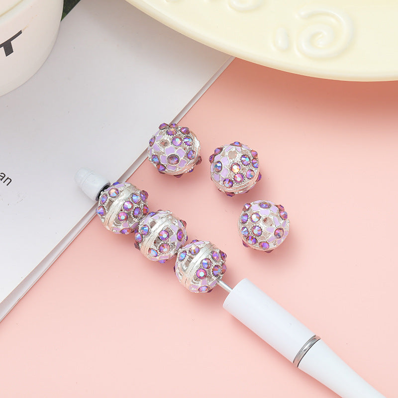 Round Rhinestone Beads 16mm Clustered Crystal Alloy 10pcs 9