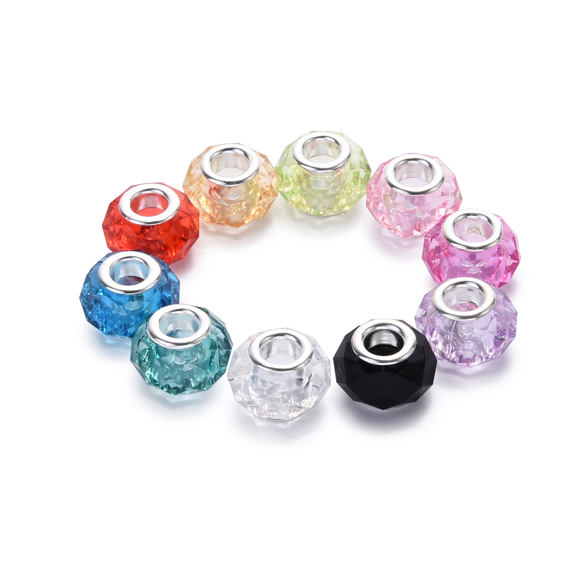 Acrylic Spacer Beads 14mm Imitation Crystal Large Hole 30pcs 2