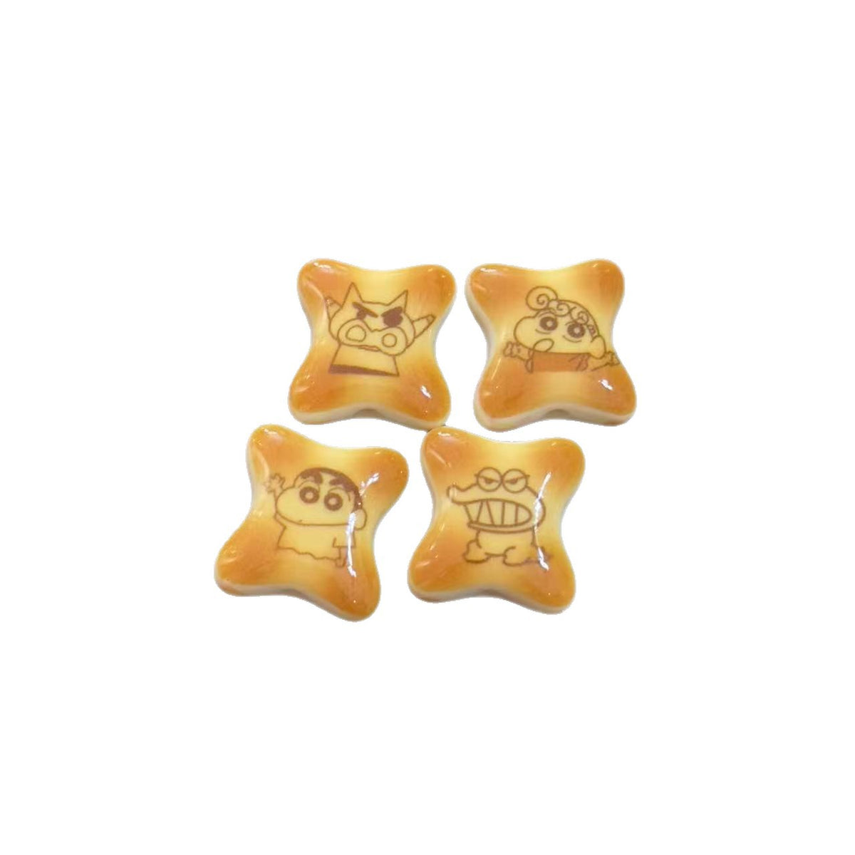 Painted Cookie Shape Acrylic Beads 19mm Crayon Shin Cha Figures 10pcs 2