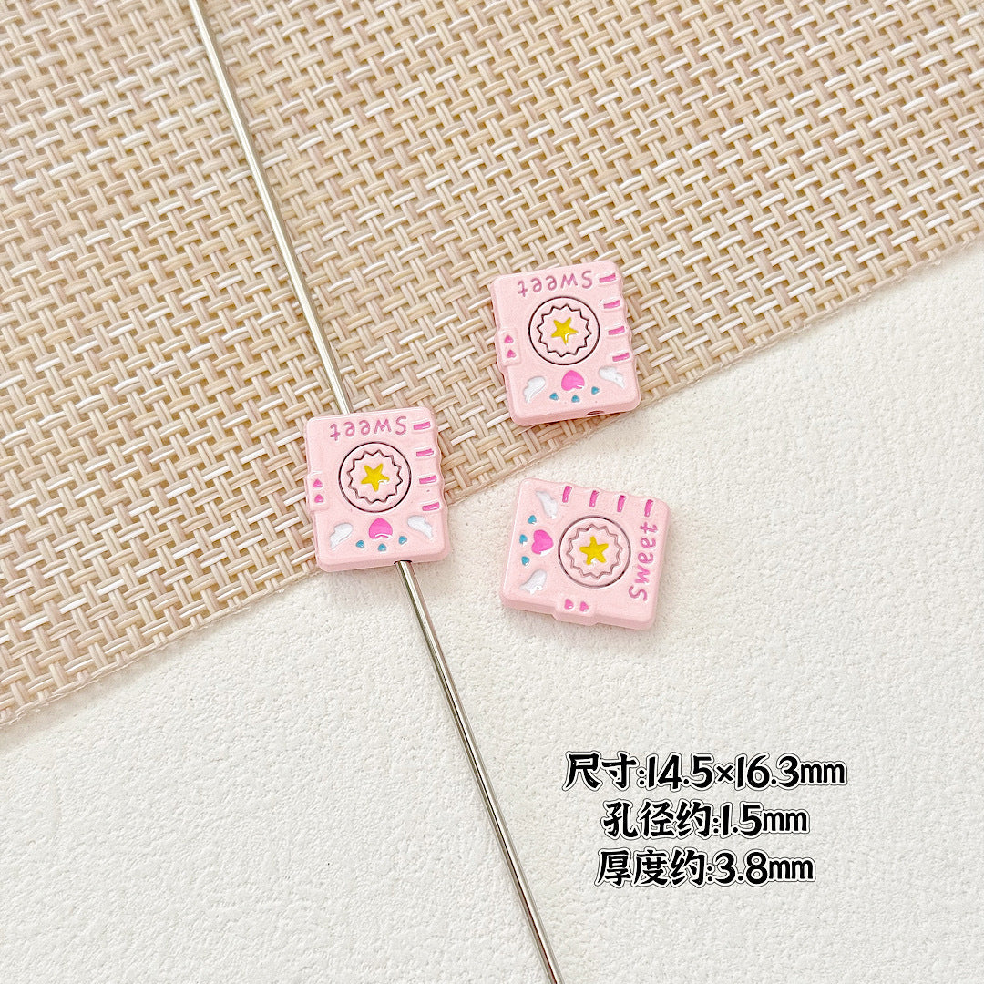 Baking Painted Magic Book Cloud Metal Beads 16mm Cute Pastel 10pcs 5