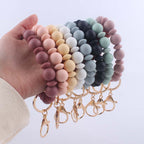 Silicone Bead Wristlet Keychain Matte Soft Hues Gold Clasps 2