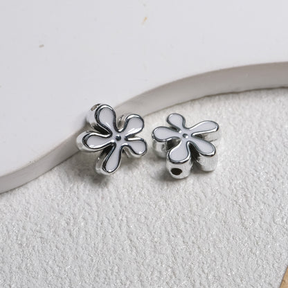 Irregular Flower Acrylic Beads 14mm Silver Enamel Mixed Colors 50pcs 9