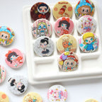 Flat Pop Art Acrylic Beads 25mm Printed Character Design 20pcs 4