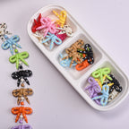 Hand Painted Bow Acrylic Beads 27mm Polka Dot Design 10pcs