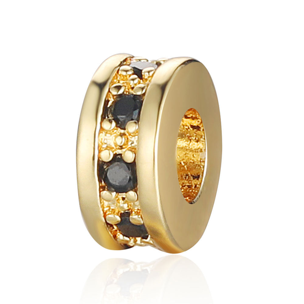 Copper Round Spacer Beads 7mm 18k Gold Plated Zircon 10pcs 10