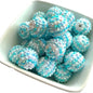 Rhinestone Bubblegum Beads 16-22mm Blue White Striped Resin 5pcs 2