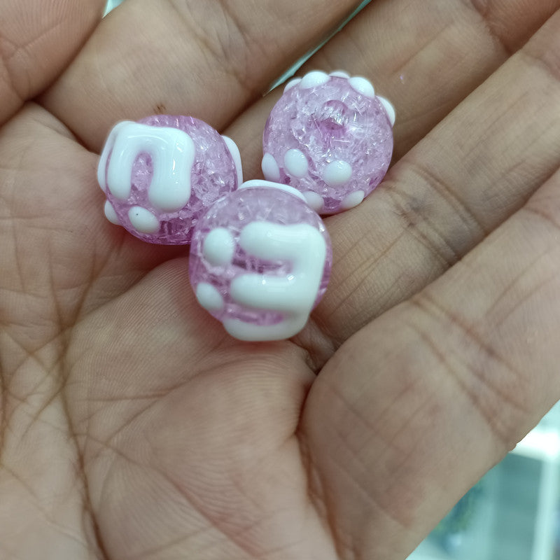 Hand Painted Round Acrylic Beads 16mm Crackle Texture 100pcs 4