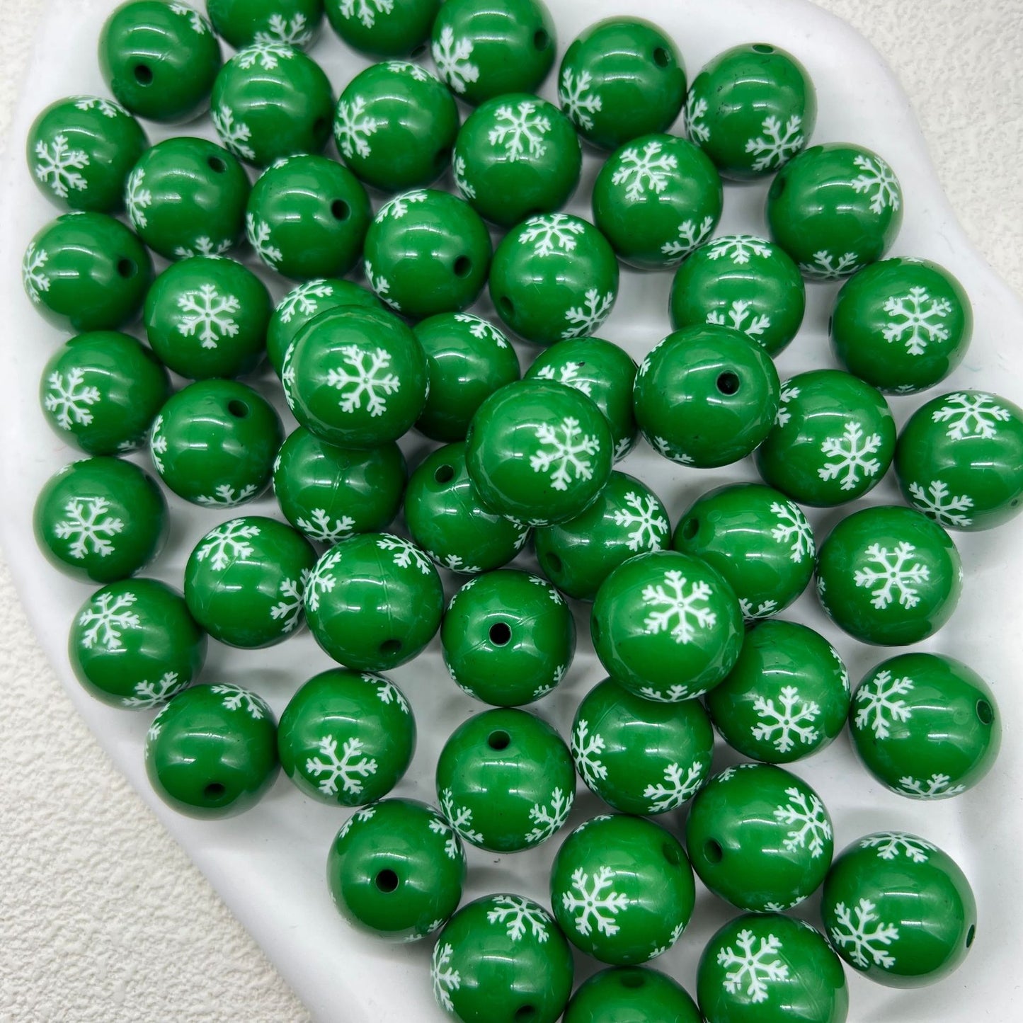 Printed Bubblegum Beads 20mm Pastel Purple Snowflake Pattern 10pcs 10