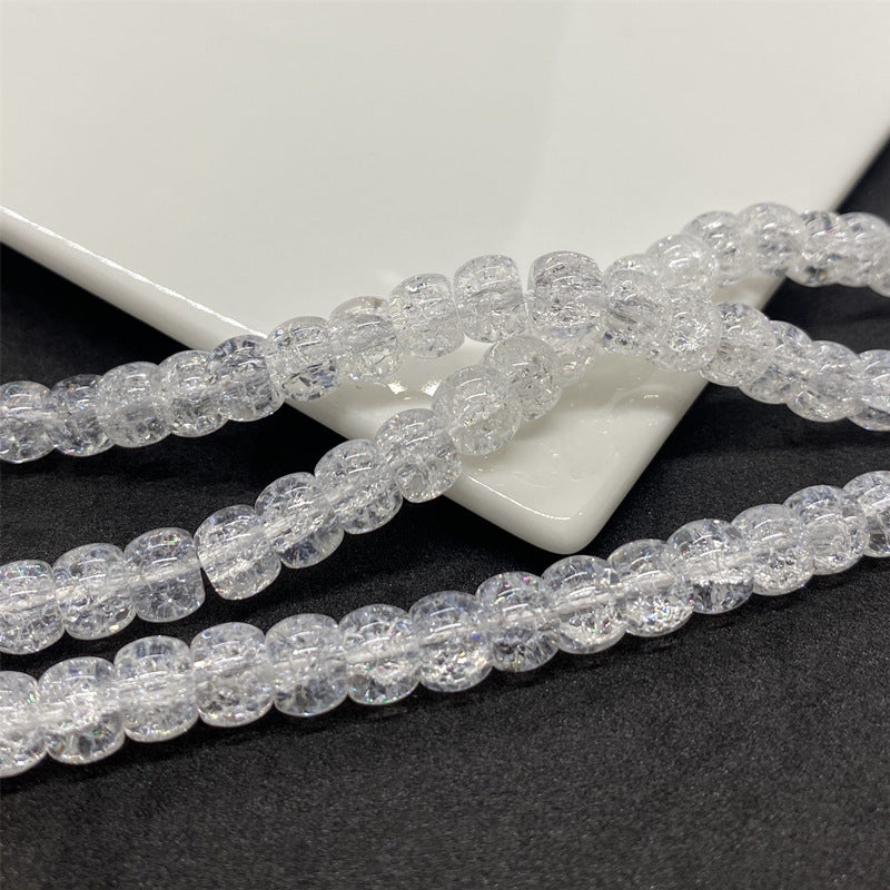 Crackle Flat Circular Glass Beads 6mm 8mm Pastel Mixed Colors 60pcs 2