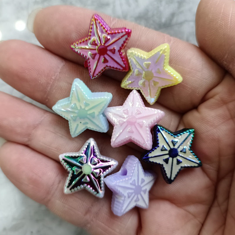 Plating Star Acrylic Beads 19mm UV Enamel Shine 100pcs
