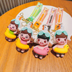 Cartoon Swim Ring Keychain PVC Boys And Girls Summer Charm 3