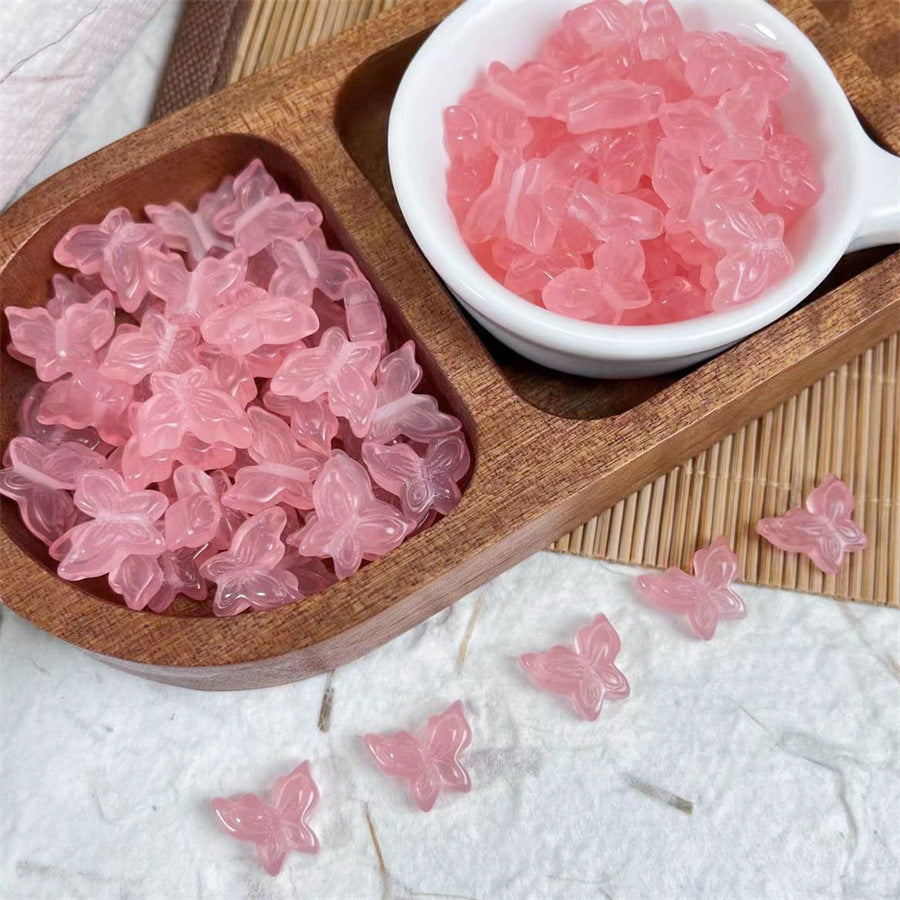 Imitation Hotan Jade Butterfly Resin Beads 14mm Soft Jade Tones 10pcs 7