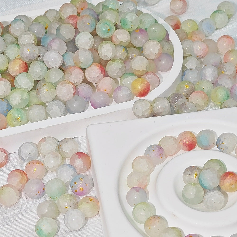 Frosted Round Glass Beads 10mm Matte Mixed Colors 50pcs 14