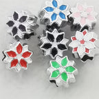 Dual Color Flower Acrylic Beads 12mm Enamel Finish 50pcs