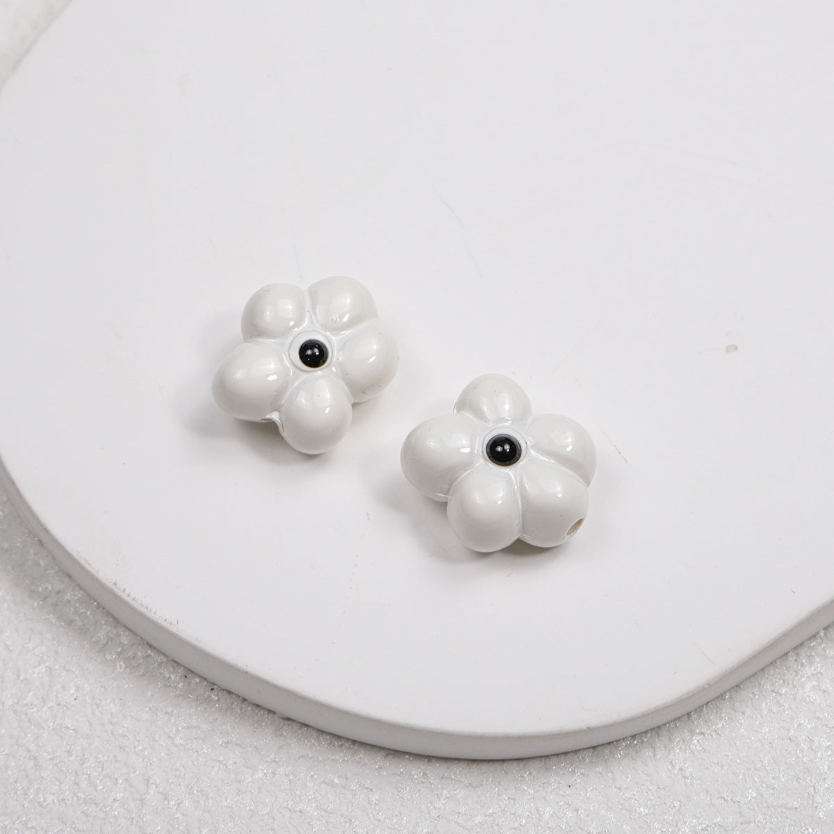 Hand Painted Irregular Flower Acrylic Beads 16mm Enamel Finish 50pcs 12
