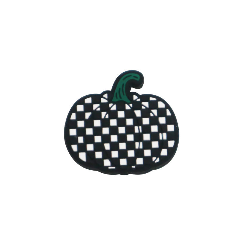 Silicone Focal Beads Halloween Dwarf Pumpkin Holding Brooms 20pcs 14