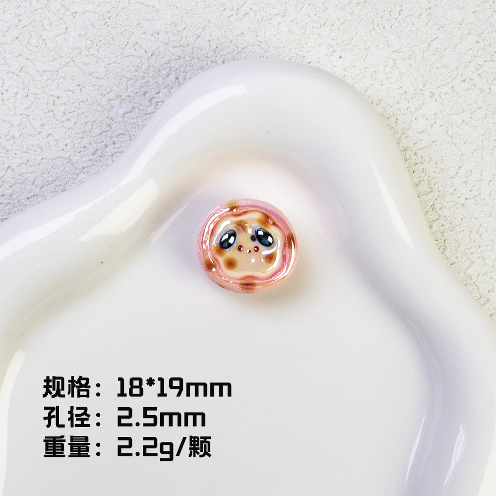 Plating Pochacco Egg Tart Resin Beads 19mm Glossy Pastel Colors 10pcs 7