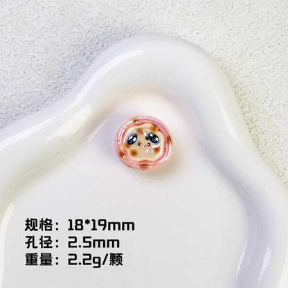 Plating Pochacco Egg Tart Resin Beads 19mm Glossy Pastel Colors 10pcs 7