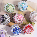 Fancy Rose Rhinestone Beads 25mm Polymer Clay Encrusted 5pcs