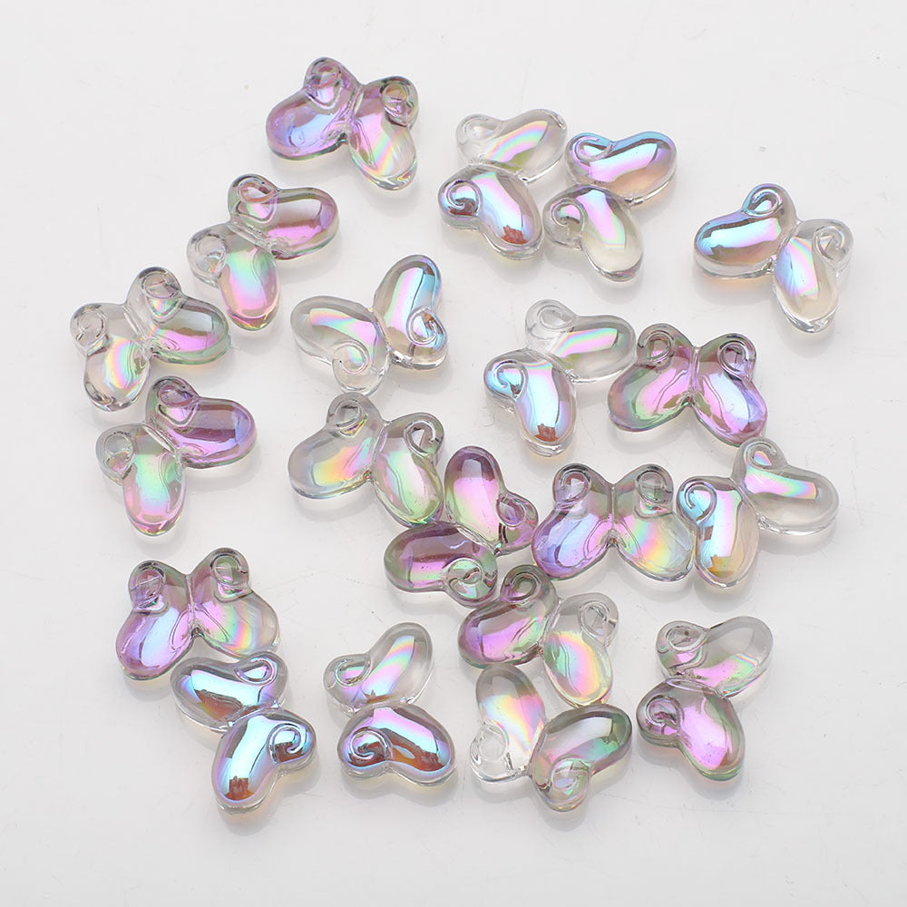 Butterfly Plated Transparent Glass Beads 10x14mm 20pcs 17