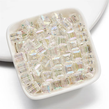 Clear Cubic Acrylic Beads 8mm Faceted Pastel Square 30pcs 11