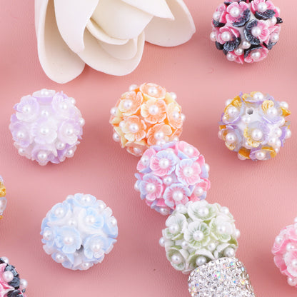 Flower Cluster Clay Beads 20mm Glow In The Dark Pastel Pearl 10pcs 3