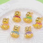 3D Adorable Winnie The Pooh Resin Beads 23mm Glossy Mixed Colors 10pcs