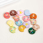 Hand Painted Bitten Cookie Acrylic Beads 22mm Enamel Glossy 10pcs 5