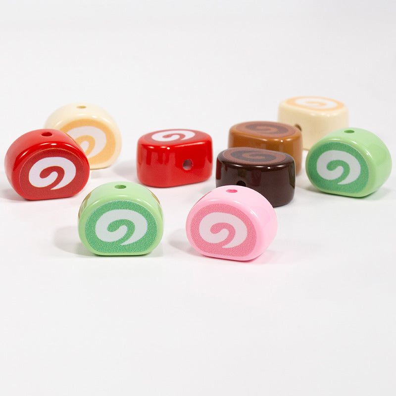 Painted Swiss Roll Acrylic Beads 15x20mm Colorful Glossy Swirl 10pcs
