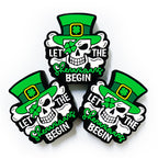 Silicone Focal Beads Lucky Grass Pirates Skull with Leprechaun Hat 20pcs 4