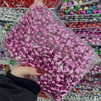 UV Plating Heart Acrylic Beads 22mm Metallic Colorful 20pcs 14
