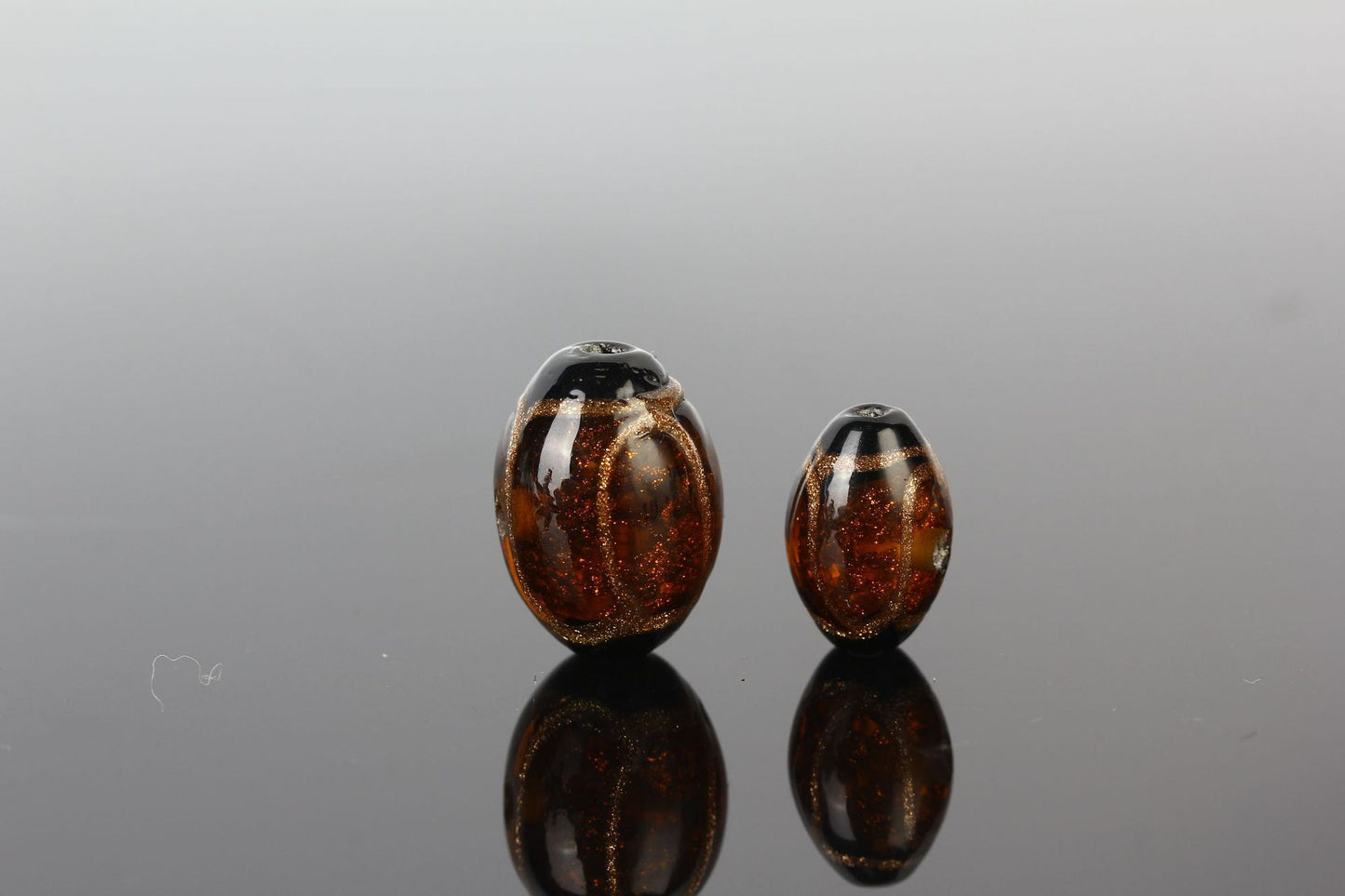 Vintage Glitter Oval Lampwork Glass Beads 11x16mm 10pcs 7
