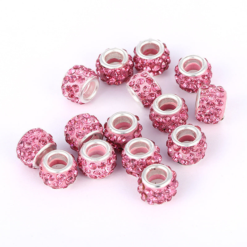 Rhinestone Spacer Clay Beads 7x11mm Chunky Large Hole 100pcs 6