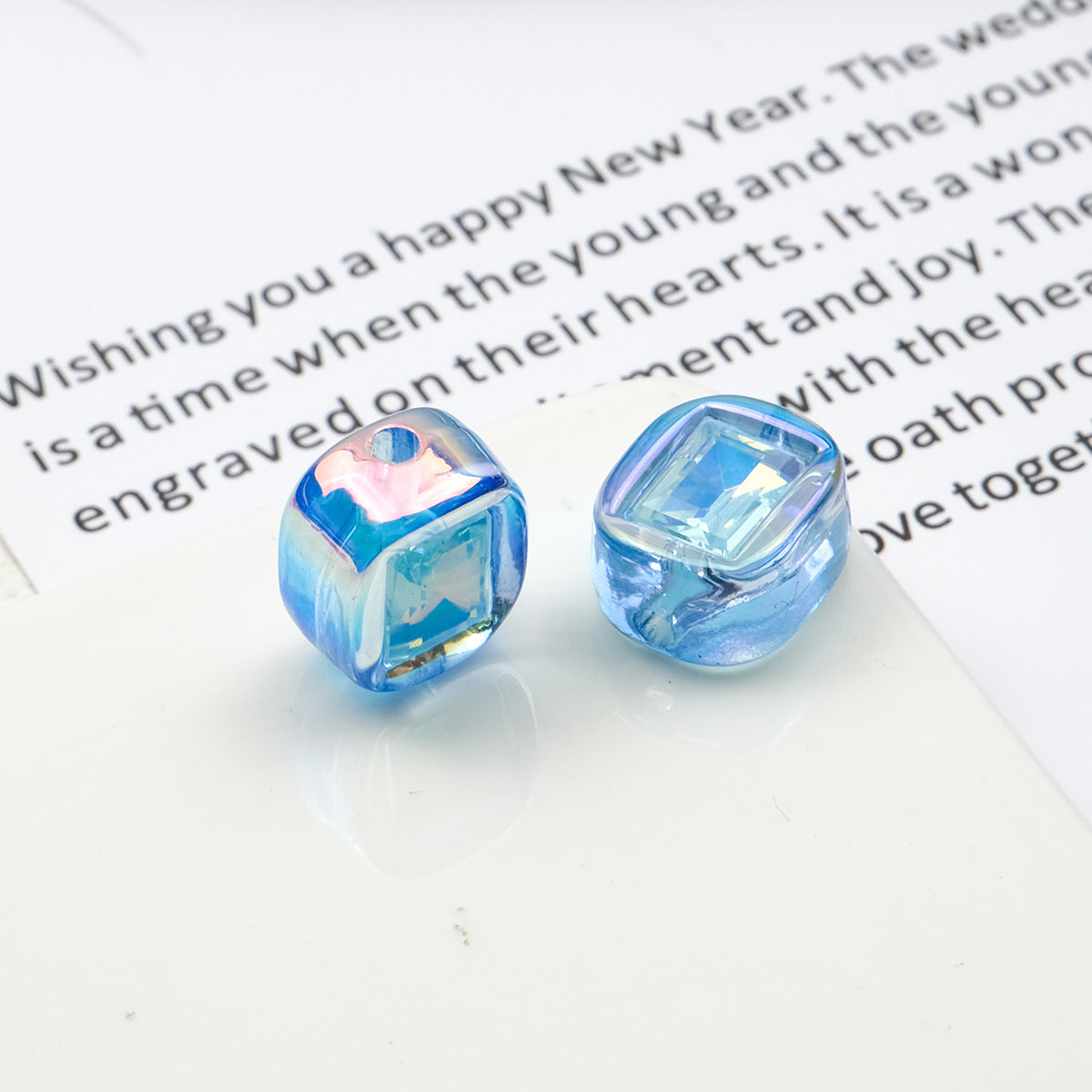 Transparent Square Acrylic Beads 14mm Imitation Zircon Sparkling 20pcs 6