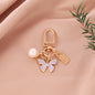 Alloy Butterfly Keychain Cartoon Pearl Crystal Accent Metal 7