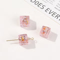 Lampwork Glass Beads Cube 10mm Silver Foil Confetti 4pcs 6