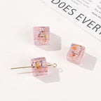 Lampwork Glass Beads Cube 10mm Silver Foil Confetti 4pcs 6