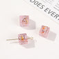 Lampwork Glass Beads Cube 10mm Silver Foil Confetti 4pcs 6