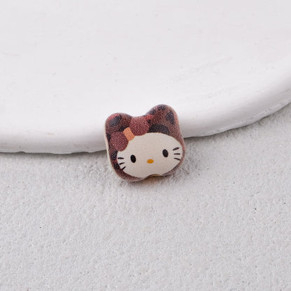 Leopard Print Hello KT Acrylic Beads 14mm Matte Finish 20pcs 14